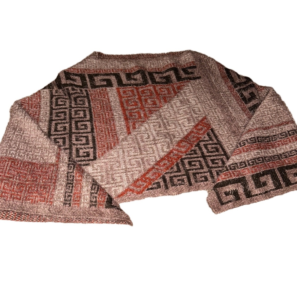 Multicolor Geometric Pattern Wool Nylon Alpaca Sc… - image 2